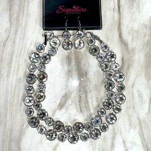 Rhinestones Statement Necklace and Matching Earrings